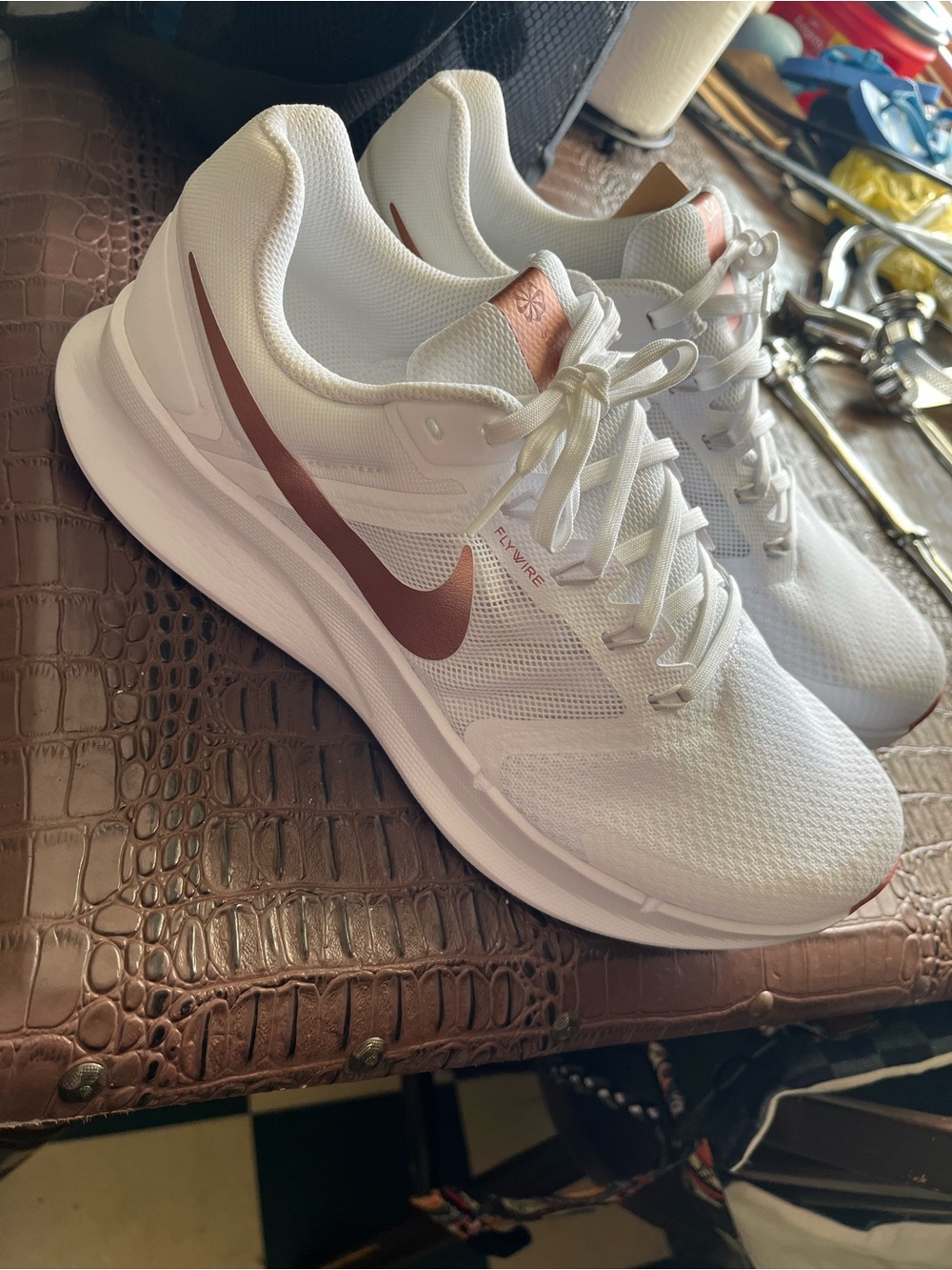 Nike Women's White Running Shoes with Rose Gold